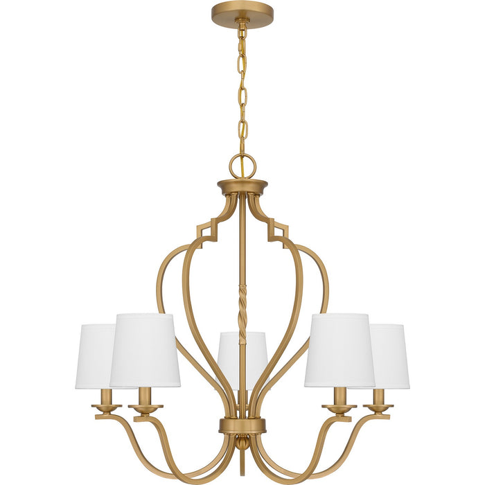 Quoizel WIL5027BWS Five Light Chandelier, Brushed Weathered Brass