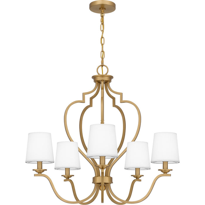 Quoizel WIL5027BWS Five Light Chandelier, Brushed Weathered Brass
