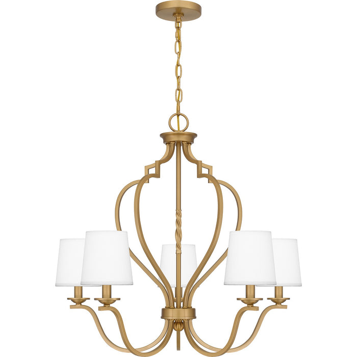 Quoizel WIL5027BWS Five Light Chandelier, Brushed Weathered Brass