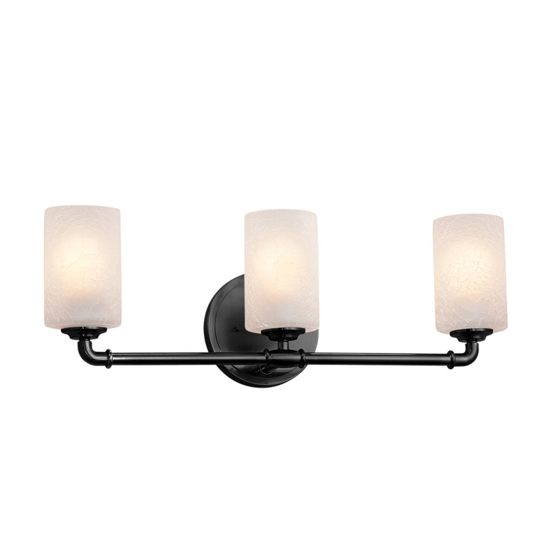 Justice Designs FSN-8463-10-FRCR-MBLK Three Light Bath Bar, Matte Black