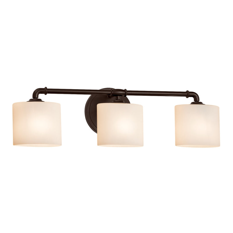 Justice Designs FSN-8463-30-OPAL-DBRZ Three Light Bath Bar, Dark Bronze