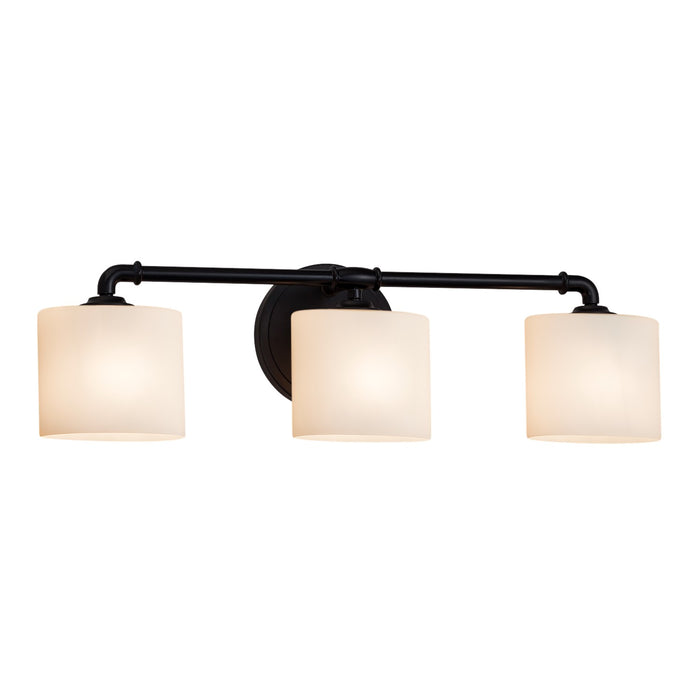 Justice Designs FSN-8463-30-OPAL-MBLK Three Light Bath Bar, Matte Black