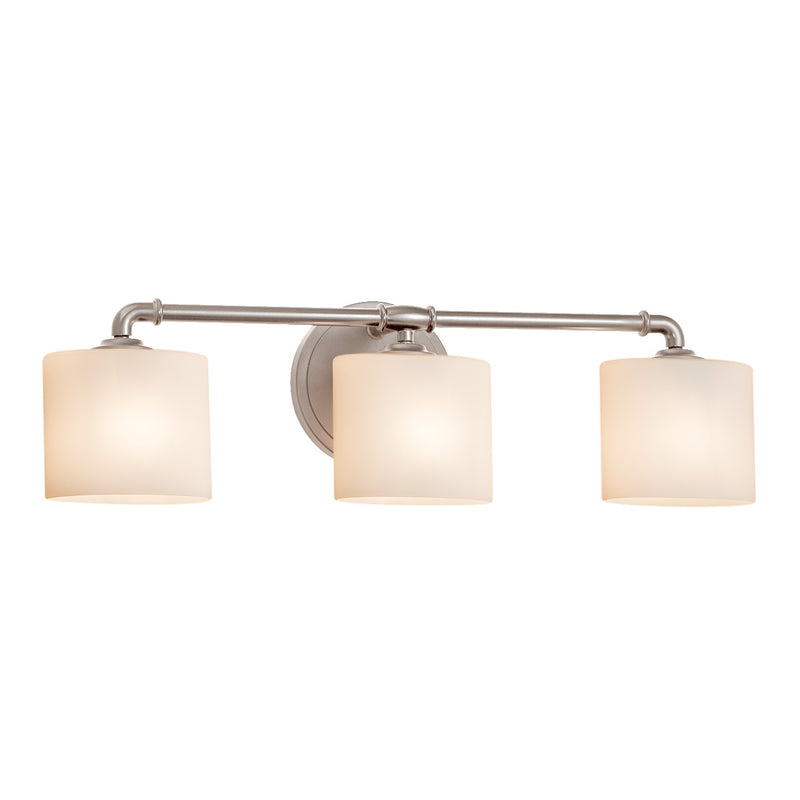 Justice Designs FSN-8463-30-OPAL-NCKL Three Light Bath Bar, Brushed Nickel