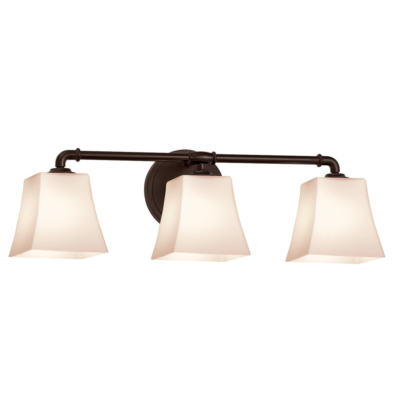 Justice Designs FSN-8463-40-OPAL-DBRZ Three Light Bath Bar, Dark Bronze