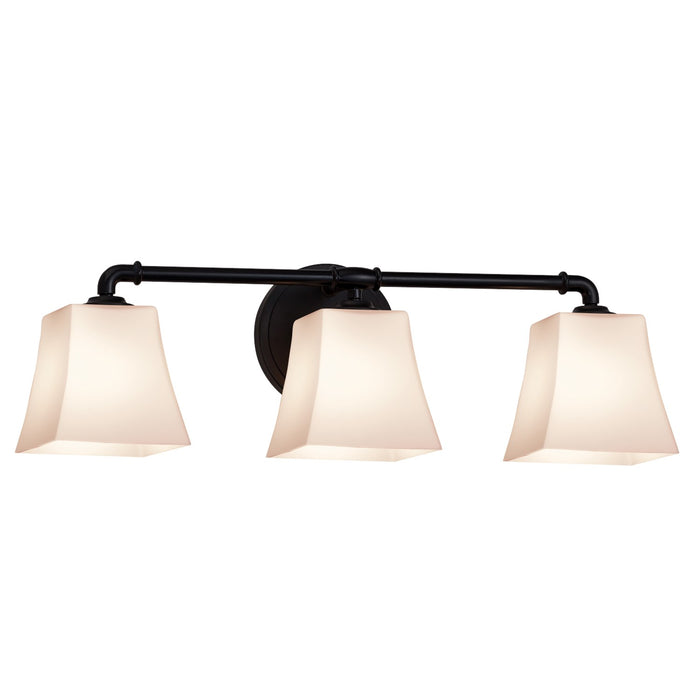 Justice Designs FSN-8463-40-OPAL-MBLK Three Light Bath Bar, Matte Black
