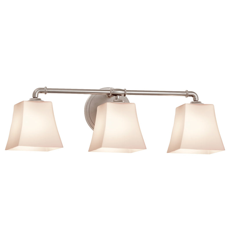 Justice Designs FSN-8463-40-OPAL-NCKL Three Light Bath Bar, Brushed Nickel
