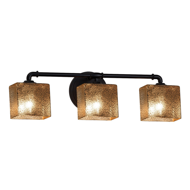 Justice Designs FSN-8463-55-MROR-MBLK Three Light Bath Bar, Matte Black