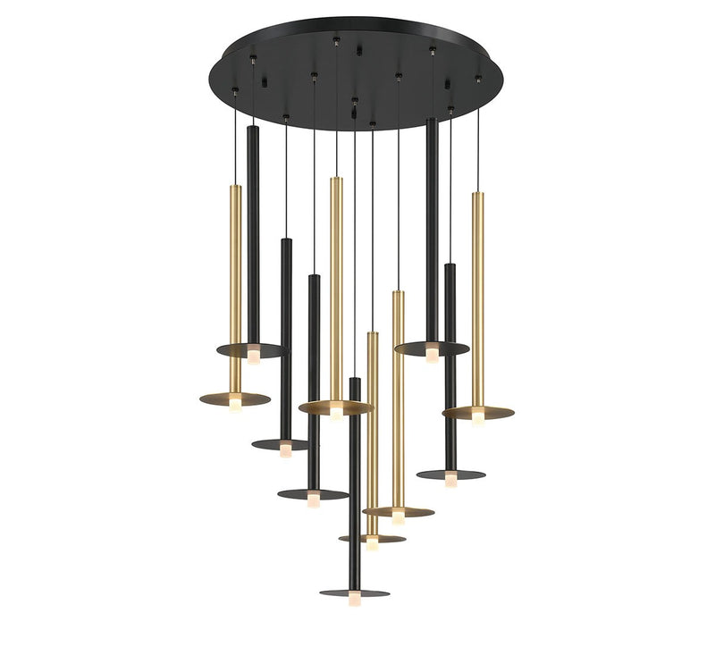 Lib & Co. 12104-023 LED Chandelier, Matte Black and Plated Brushed Gold