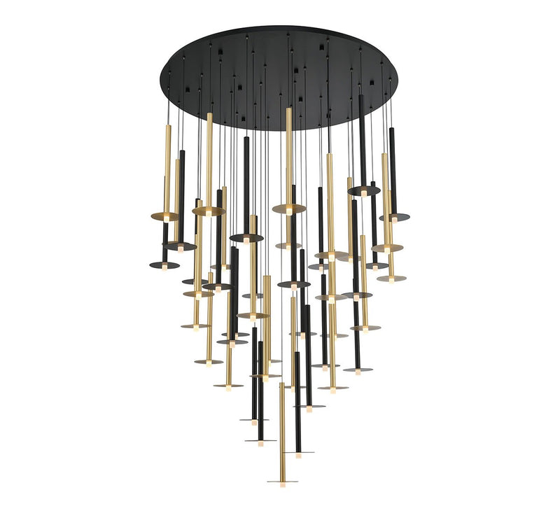 Lib & Co. 12106-023 LED Chandelier, Matte Black & Plated Brushed Gold