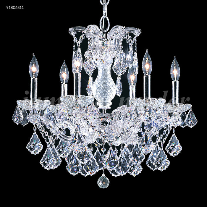 James R. Moder 91806S11 Six Light Chandelier, Silver