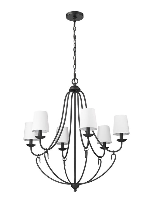 Millennium 12106-MB Six Light Chandelier, Matte Black