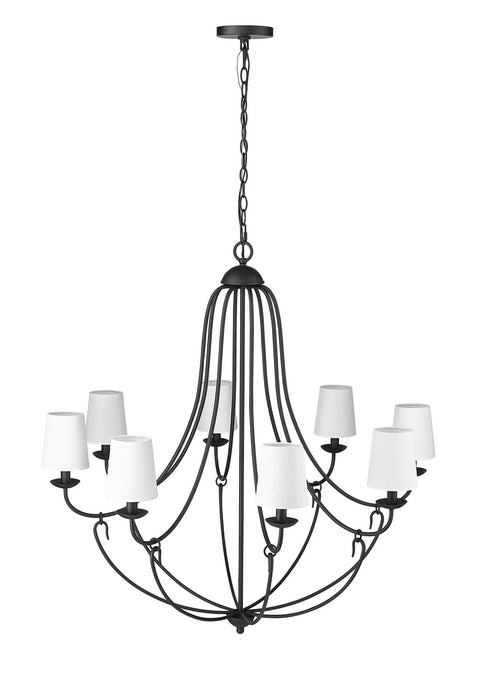 Millennium 12108-MB Eight Light Chandelier, Matte Black