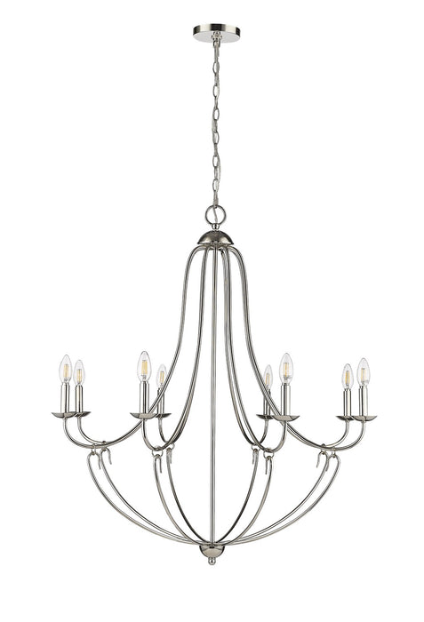 Millennium 12108-PN Eight Light Chandelier, Polished Nickel