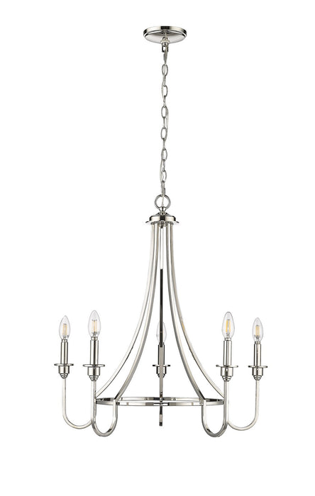Millennium 12205-PN Five Light Chandelier, Polished Nickel