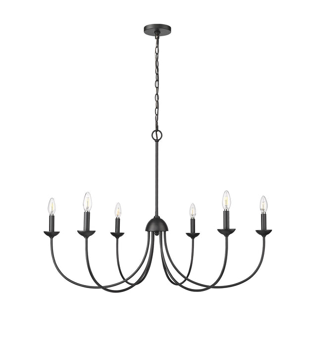 Millennium 12406-MB Six Light Chandelier, Matte Black