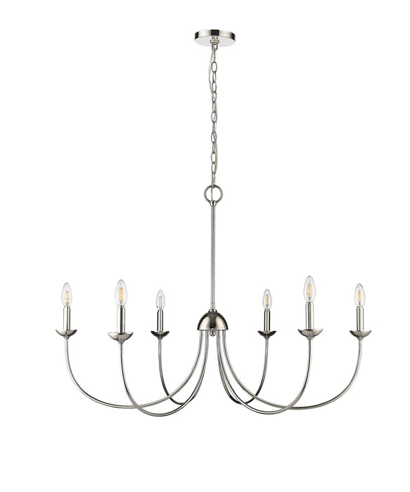 Millennium 12406-PN Six Light Chandelier, Polished Nickel