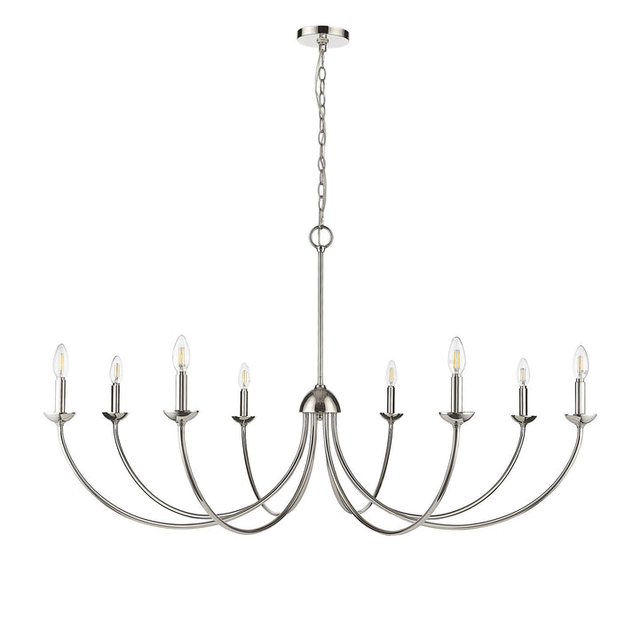 Millennium 12408-PN Eight Light Chandelier, Polished Nickel