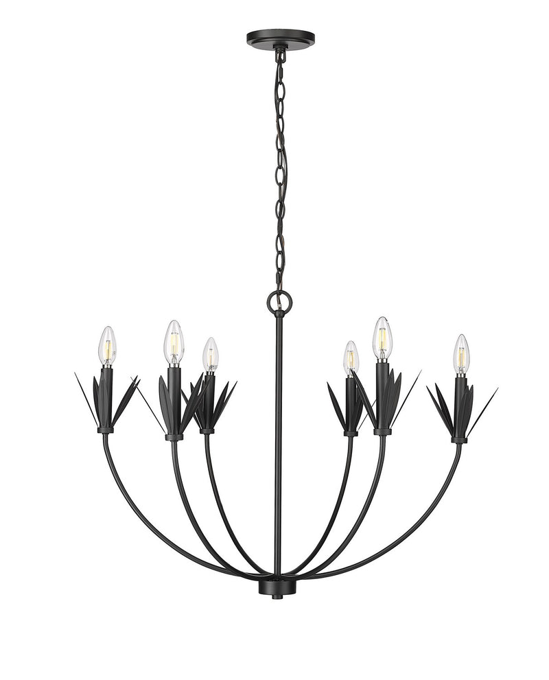 Millennium 12706-MB Six Light Chandelier, Matte Black