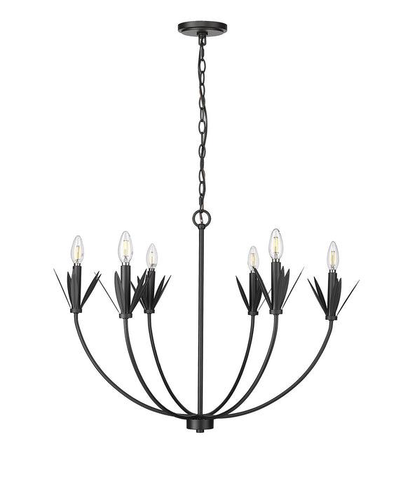 Millennium 12706-MB Six Light Chandelier, Matte Black