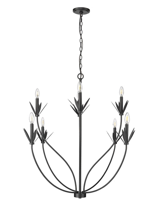 Millennium 12708-MB Eight Light Chandelier, Matte Black