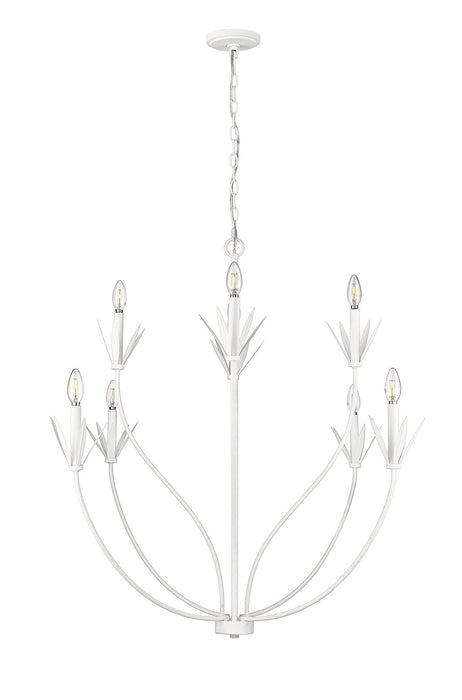 Millennium 12708-TWH Eight Light Chandelier, Textured White