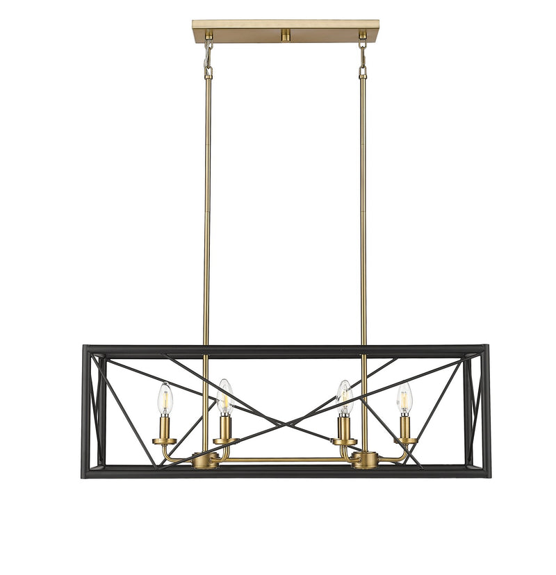 Millennium 13306-MB/VB Six Light Chandelier, Matte Black / Vintage Brass