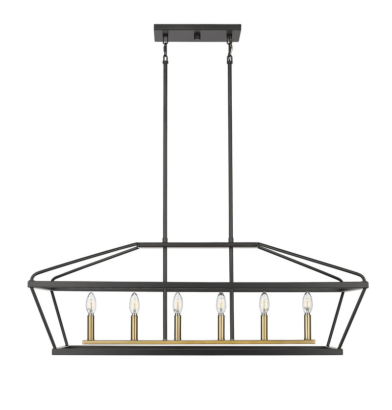 Millennium 13406-MB/VB Six Light Chandelier, Matte Black / Vintage Brass