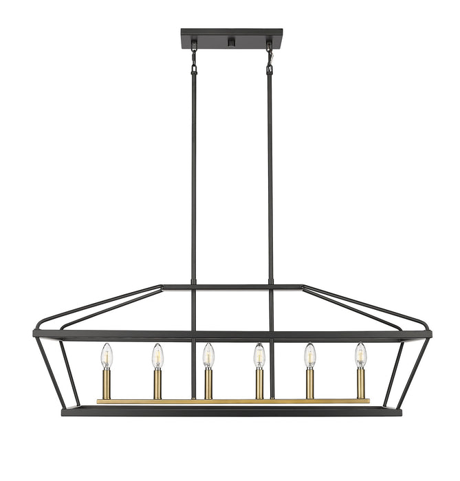 Millennium 13406-MB/VB Six Light Chandelier, Matte Black / Vintage Brass