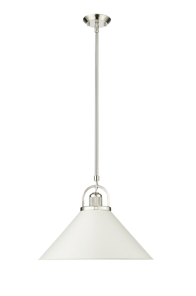 Millennium 20901-PN/MW One Light Pendant, Polished Nickel/Matte White