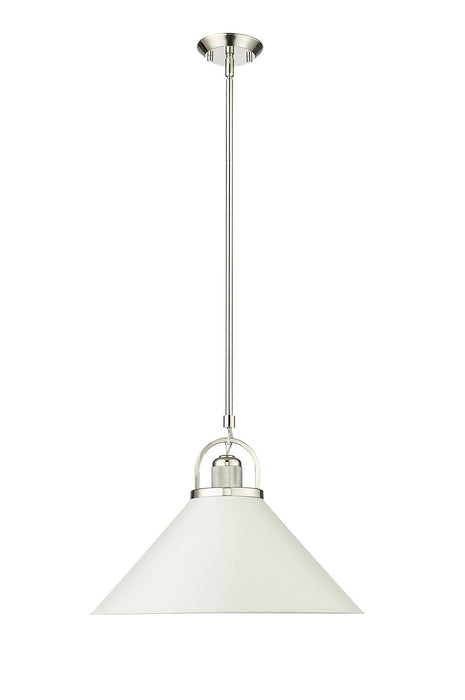 Millennium 20901-PN/MW One Light Pendant, Polished Nickel/Matte White