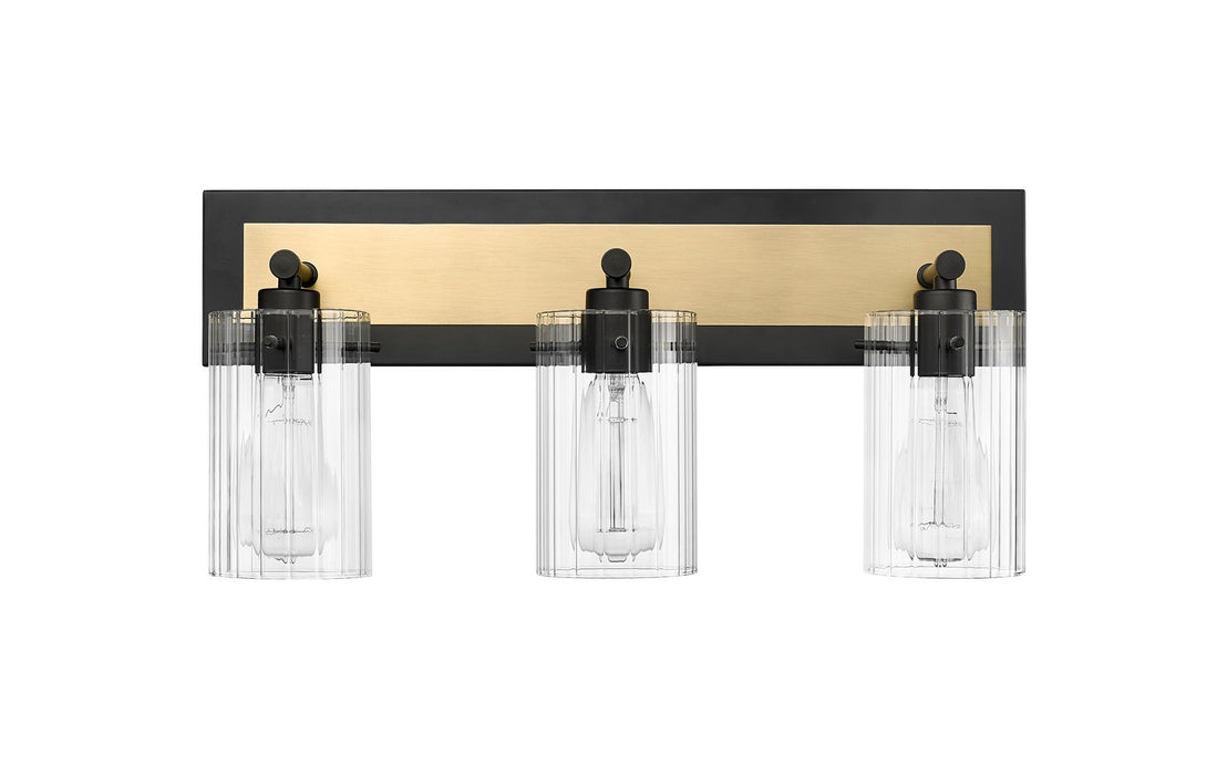 Millennium 25003-MB/VB Three Light Vanity, Matte Black / Vintage Brass