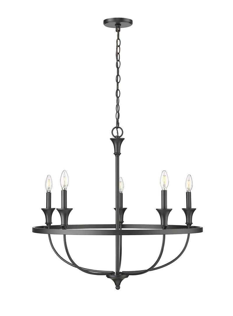 Millennium 28005-MB Five Light Chandelier, Matte Black