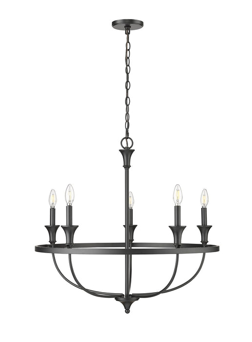 Millennium 28005-MB Five Light Chandelier, Matte Black