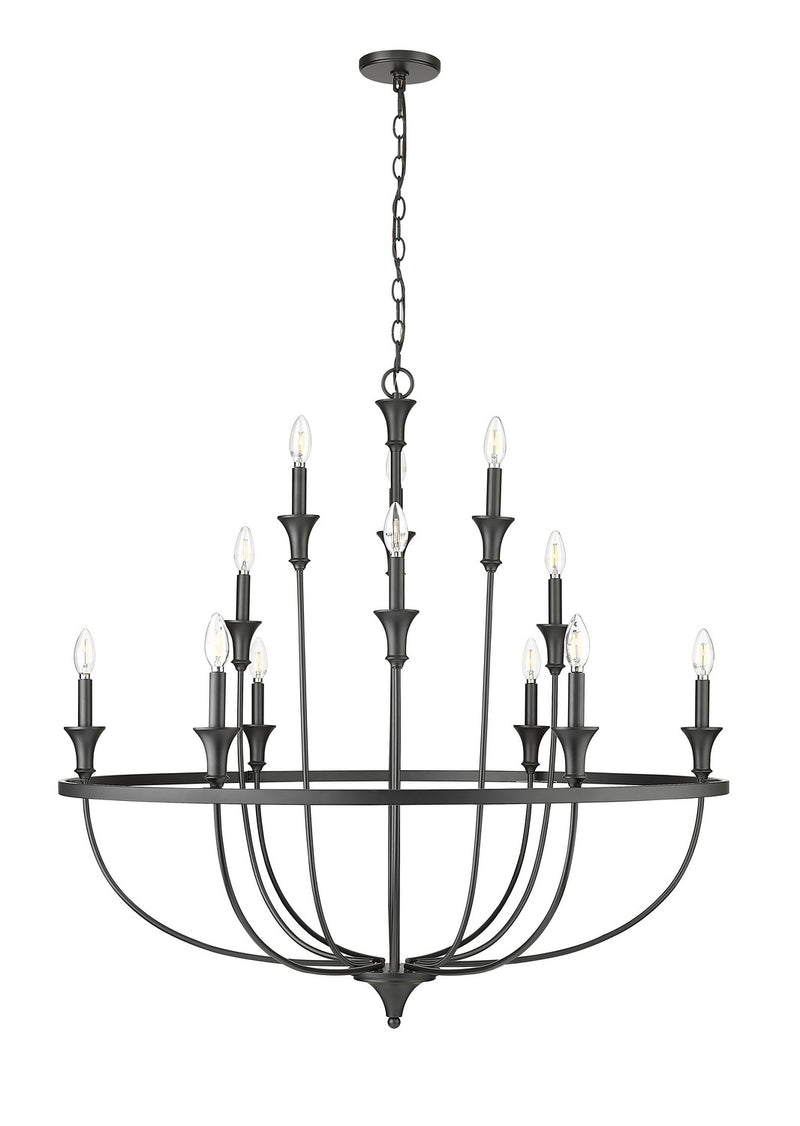 Millennium 28012-MB 12 Light Chandelier, Matte Black