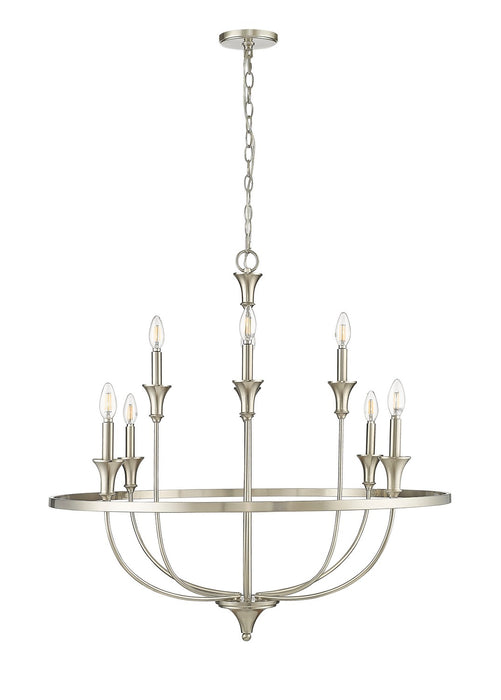 Millennium 28108-BN Eight Light Chandelier, Brushed Nickel