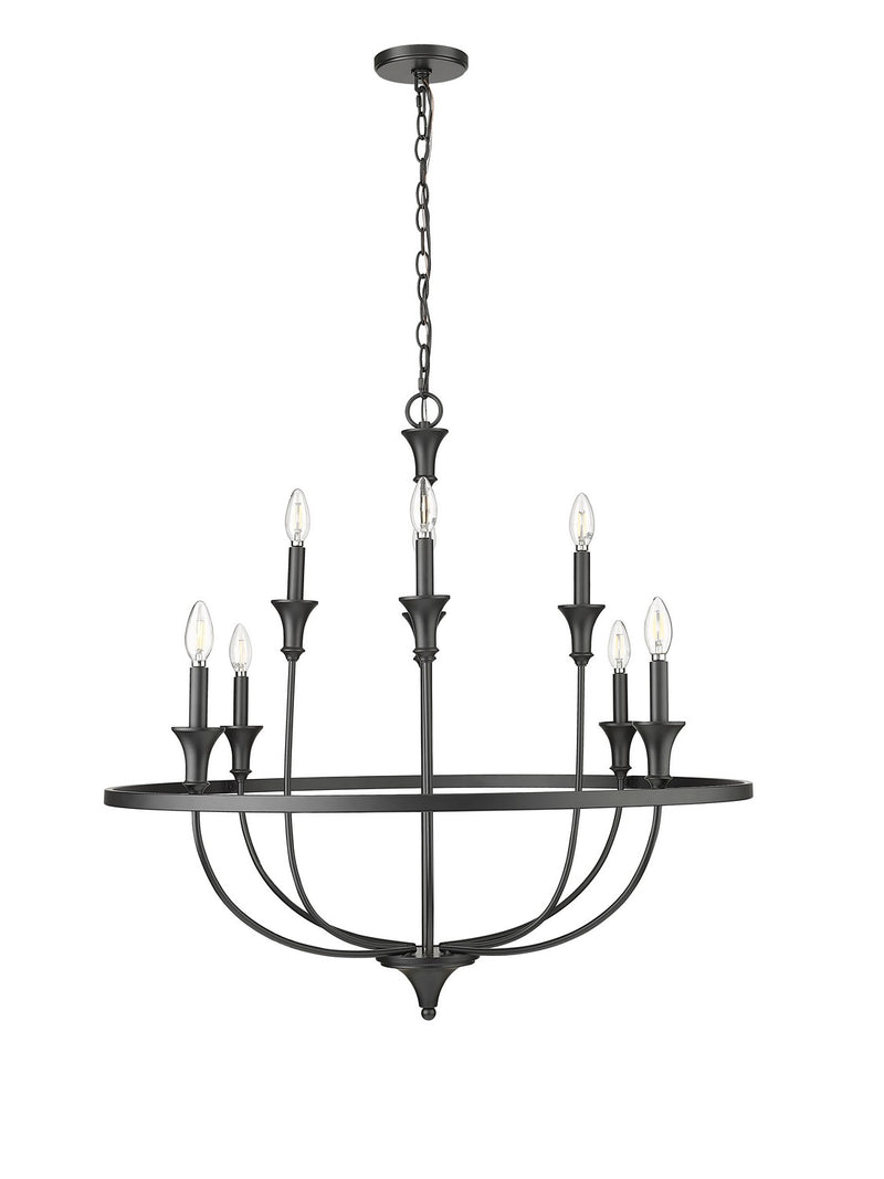 Millennium 28108-MB Eight Light Chandelier, Matte Black