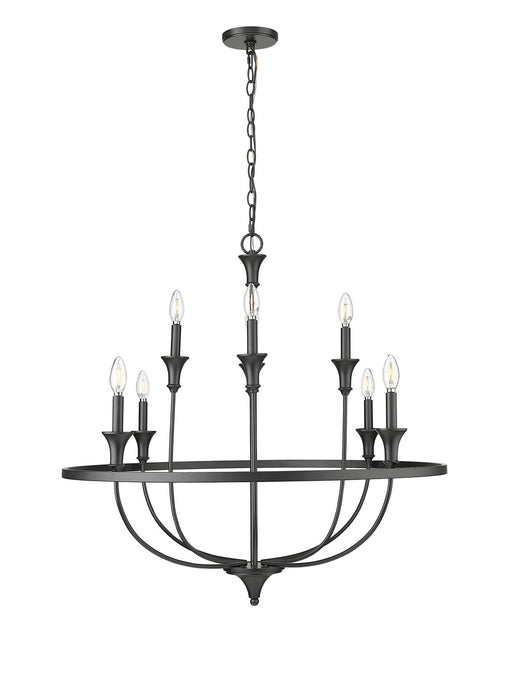 Millennium 28108-MB Eight Light Chandelier, Matte Black