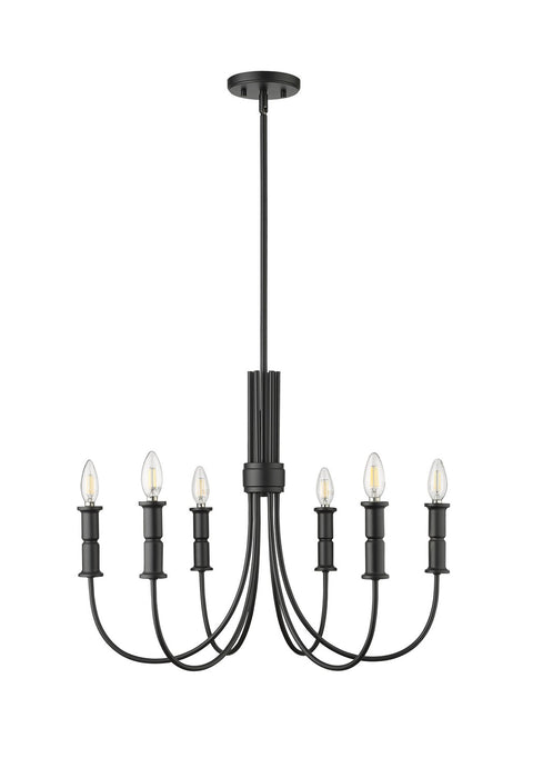 Millennium 29206-MB Six Light Chandelier, Matte Black