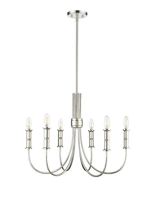 Millennium 29206-PN Six Light Chandelier, Polished Nickel