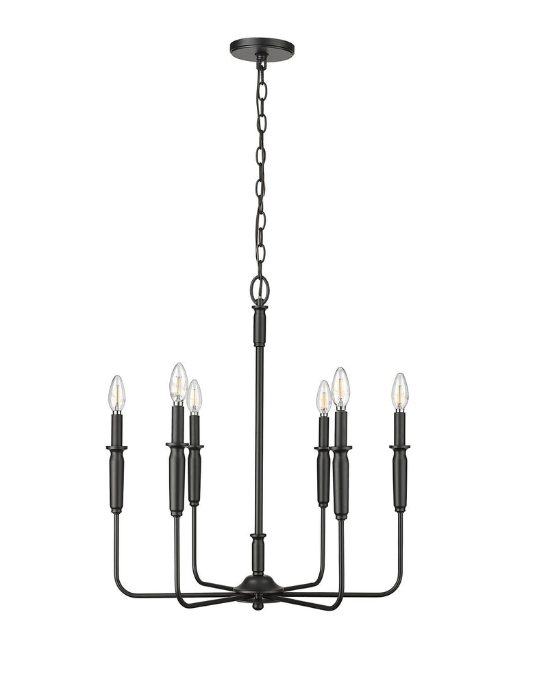 Millennium 29306-MB Six Light Chandelier, Matte Black