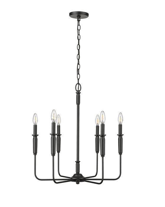 Millennium 29306-MB Six Light Chandelier, Matte Black