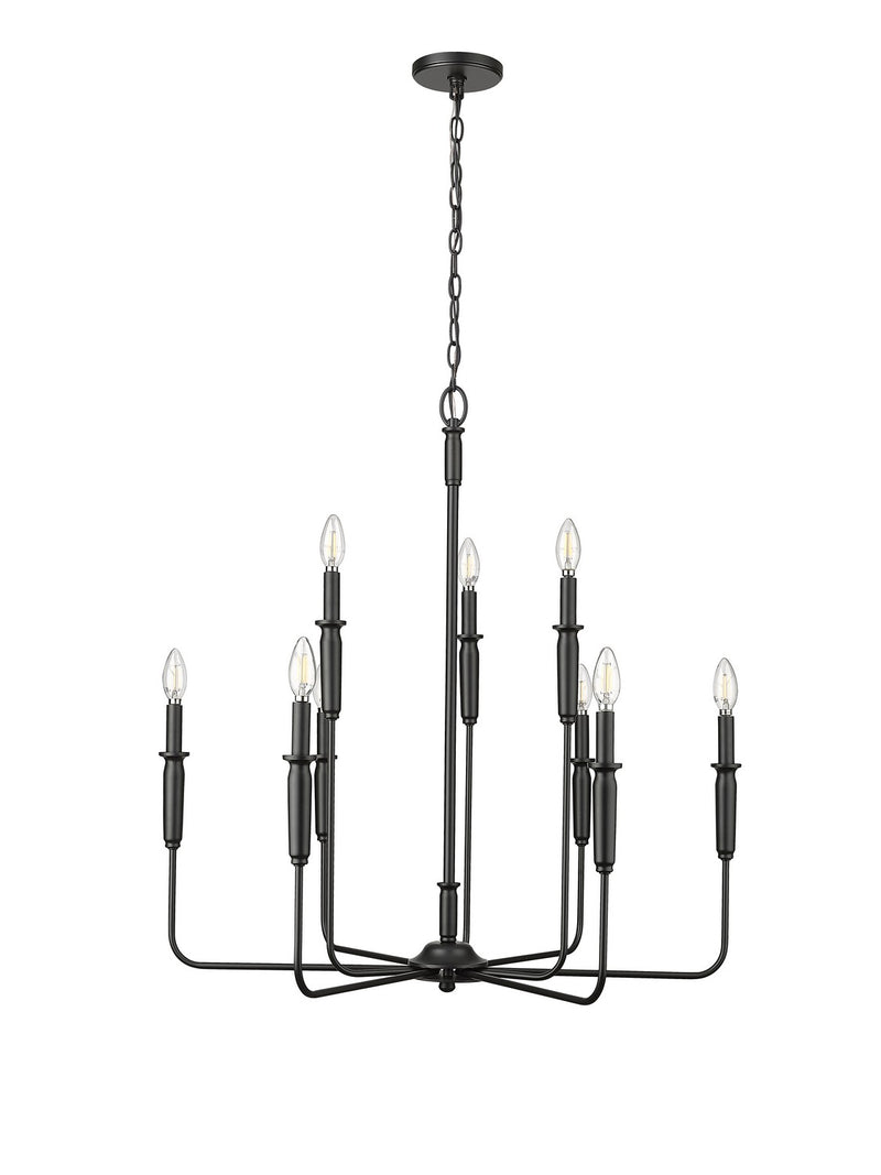 Millennium 29309-MB Nine Light Chandelier, Matte Black