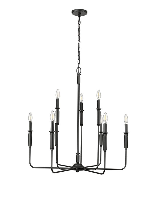Millennium 29309-MB Nine Light Chandelier, Matte Black