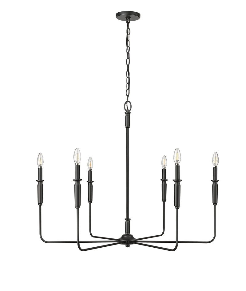 Millennium 29406-MB Six Light Chandelier, Matte Black