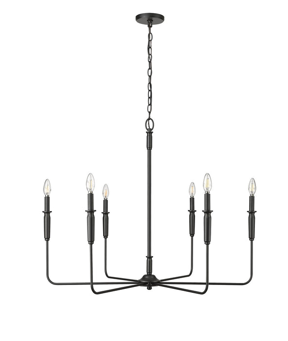 Millennium 29406-MB Six Light Chandelier, Matte Black