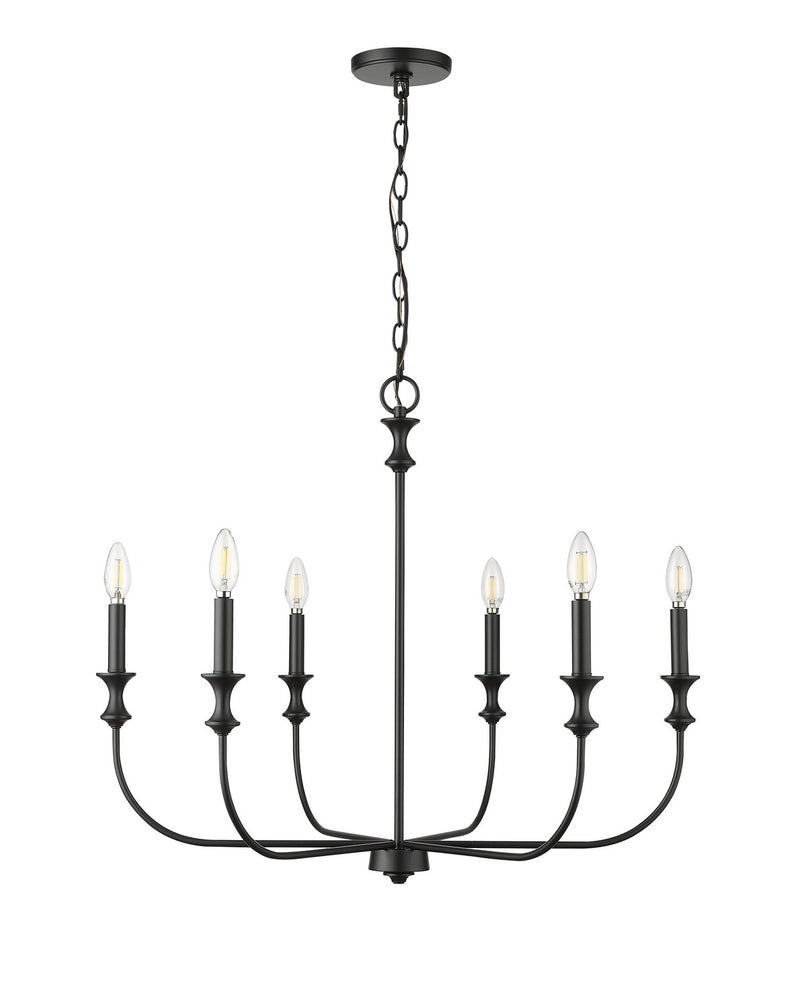 Millennium 29506-MB Six Light Chandelier, Matte Black
