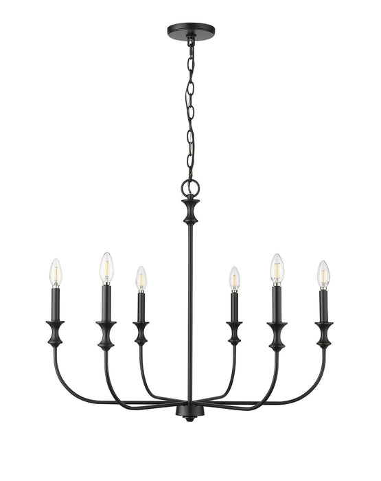 Millennium 29506-MB Six Light Chandelier, Matte Black