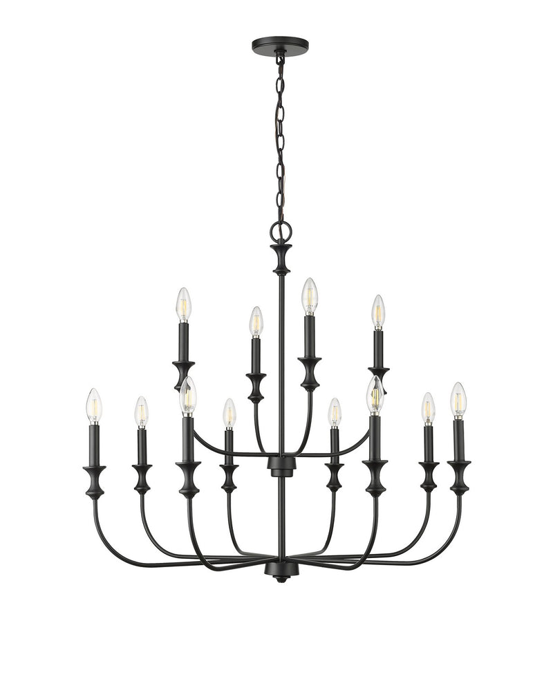 Millennium 29612-MB 12 Light Chandelier, Matte Black
