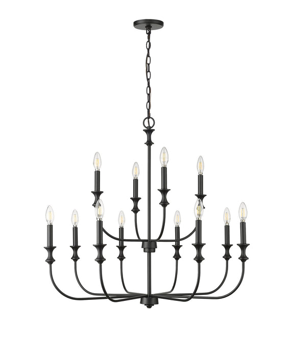 Millennium 29612-MB 12 Light Chandelier, Matte Black