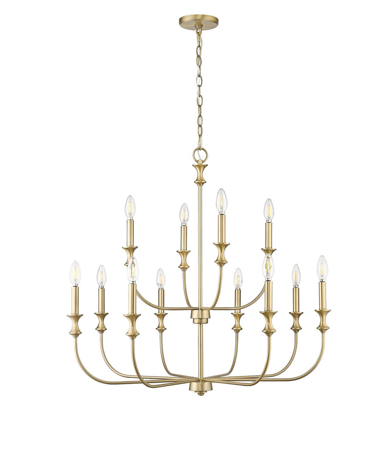 Millennium 29612-VB 12 Light Chandelier, Vintage Brass